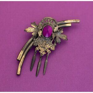 Vintage Mid Century Leaf Gold Tone Brooch - Q18